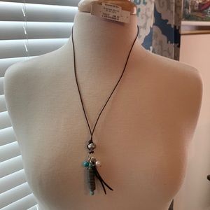 African Beautiful handmade snare leather stone and metal necklace.Made in Africa